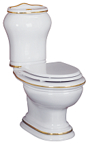 Унитаз-компакт Migliore Milady, с кнопкой смыва, декор золото