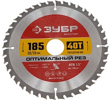Диск пильный по дереву Зубр Оптимальный рез 185x30/20 мм, 40Т 36912-185-30-40_z01