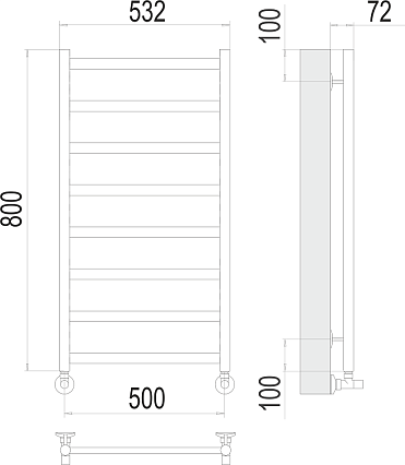 Полотенцесушитель водяной Terminus Аврора П8 500x800, 4670078529947