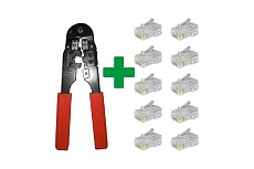 Кримпер для обжима витой пары ViaSpring Technolink RJ-45, в комплекте с коннекторами VLTTL210NSET