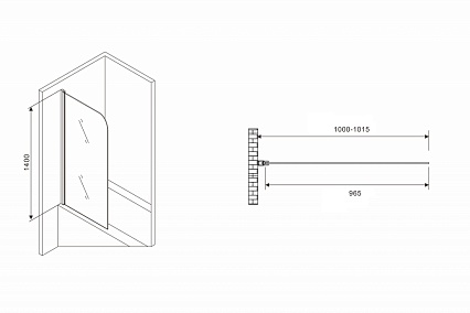 Шторка для ванны Abber Ewiges Wasser AG52100B 100x140 черный