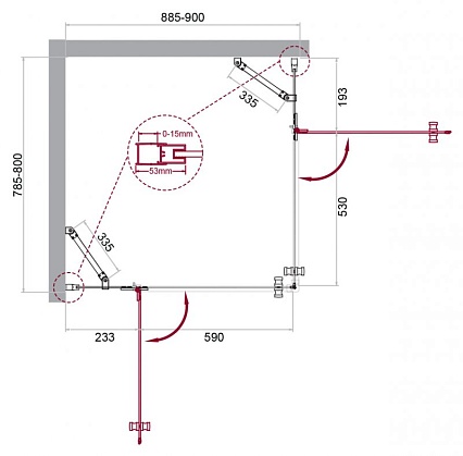 Душевой уголок BelBagno KRAFT-AH-22-90/80-C-Cr-L 90x80 прозрачный, хром, левый