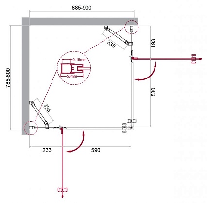 Душевой уголок BelBagno KRAFT-AH-22-90/80-C-Cr-L 90x80 прозрачный, хром, левый