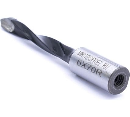 Сверло присадочное сквозное усиленное KJ2-V80202R (6х70 мм; хв-к 10 мм; правое вращение) МНОГОФРЕЗ 6626