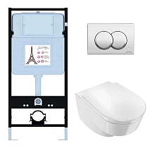 Подвесной унитаз Jacob Delafon Odeon Rive Gauche EDR103-CP комплект 4в1, клавиша хром