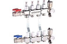 Коллектор COMAP из нержавеющей стали, 1" с расходомерами, креп.м, кранами, 7 петель 3/4"Е НР, V9006 C311051001
