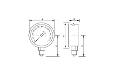 Манометр от 0 до 1.6 бар из нержавеющей стали, D50 мм, NPT 1/4&quot;, штуцер снизу A-Flow G20-S-4N-50A-1,6bar