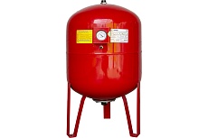 Вертикальный бак с ножками и манометром CRUWA 60л, 10 бар, присоед. 1", красный, замен. мембрана epdm, пр-во by oren/турция/ CRW 60 VMRED