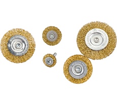 Набор кордщеток дисковых латунных (5 пр, 1/4&quot;, 25-75 мм) для дрели Rockforce RF-BWS501(29093)