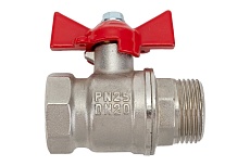 Шаровой кран для воды Valfex OPTIMA латунный 3/4" ВР/НР бабочка, никелированный 11Б27фт1М VF.218.NLB1.034.Bir