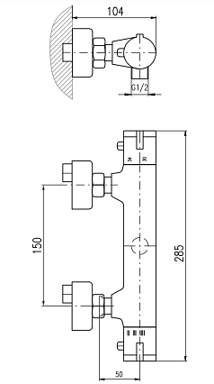 Смеситель для душа Rav Slezak Termostatic TRM80.5CMATC черный матовый