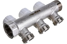 Коллектор НВ 3/4 3х3/4EK Н 40мм никелированный с вентилями Uni-Fitt 402N3330