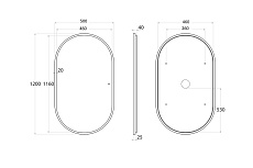 Зеркало Art&Max Bari 50x120 с подсветкой, черный AM-Bar-500-1200-DS-F