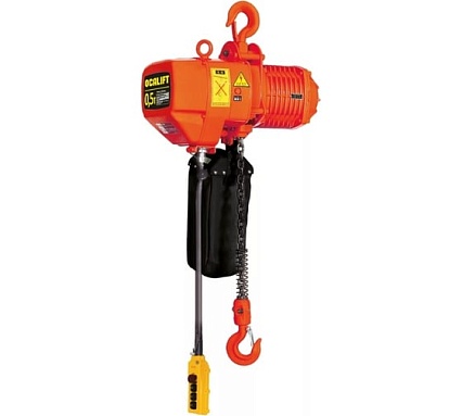 Таль OCALIFT 005-01D 500 кг, 6 м, две скорости, 380в, электрическая, цепная, стационарная, на крюке OCA00501DN6m
