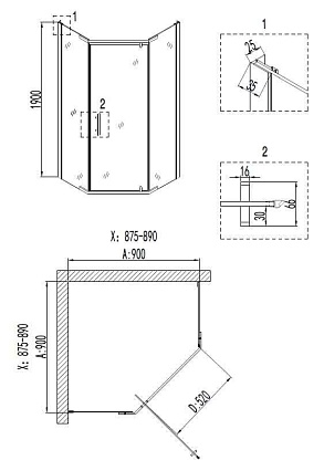 Душевой уголок Niagara Nova NG-6405-08 90x90 прозрачный, золото