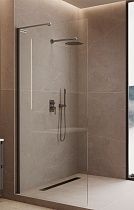 Душевая перегородка Vincea Волк-Ин (Walk-In) VLSW-1H100CLGM 100x200 вороненая сталь, прозрачное