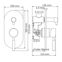 Смеситель для ванны WasserKRAFT Wern 4241 никель