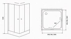 Душевой уголок Timo Viva Lux TL-9002R 90x90, прозрачное стекло с рисунком