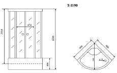 Душевая кабина Timo Standart T-6690 Black 90x90, четверть круга, черный