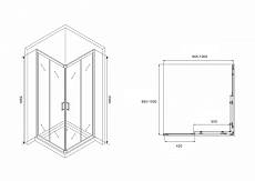 Душевой уголок Abber Schwarzer Diamant 100x100 AG02100B, прозрачный, профиль черный