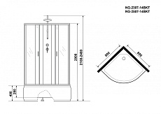 Душевая кабина Niagara NG 2307-14BKT 80x80 стекло матовое, без крыши, тропический душ