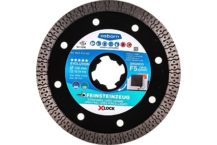 Диск алмазный по керамограниту OSBORN F5 Ceraspeed (125x1.2 мм; X-Lock) DRONCO 4925514102