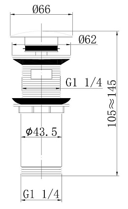 Донный клапан Abber AF0010 с переливом, хром