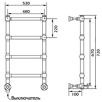 Полотенцесушитель электрический Migliore Colosseum 53x72 DX ML.CLS-EL.301.DO золото