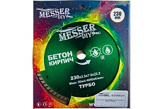 Диск алмазный турбо по бетону, кирпичу (230х22.2 мм) Messer DIY 02.230.024