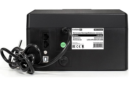 Источник бесперебойного питания Exegate NEO Smart LHB-850.LCD.AVR.8SH.CH.RJ.USB 850VA 510W, LCD, AVR, 8*Schuko, RJ45 11, USB, 4*USB-порта для зарядки, Black 295014