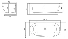 Акриловая ванна BelBagno BB410 L 150x78 белый