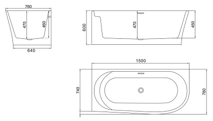 Акриловая ванна BelBagno BB410 L 150x78 белый