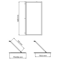 Шторка для ванны WasserKRAFT Abens 20W01-80 MB Fixed 80x160 см стекло WasserSchutz, черный матовый