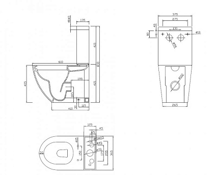 Унитаз-компакт Cezares Stylus CZR-152-CPR/CZR-151-T