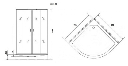 Душевая кабина Niagara Premium NG- 6001-01 90x90 низкий поддон 16 см