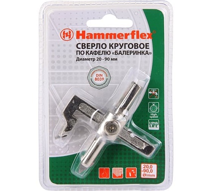 Сверло балеринка по плитке и стеклу Flex 202-408 DR GL BN (20-90 мм) Hammer 62227