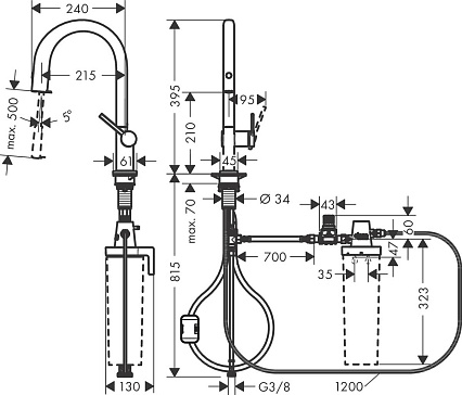 Смеситель для кухни Hansgrohe Aqittura 76803670 с подкл. к фильтру, матовый чёрный