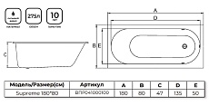Акриловая ванна Alba Spa Supreme 180x80 белый ВПР041000100