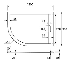 Поддон для душа Cezares TRAY-AS-RH-120/90-550-30-W-R 120x90 из мрамора, R