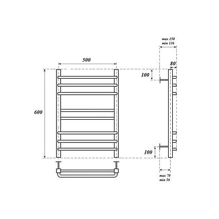 Полотенцесушитель водяной Point PN90156S П8 50x60, хром