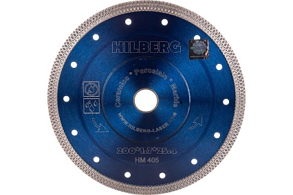 Диск алмазный отрезной Турбо Ультратонкий Х-тип (200х25.4/22.23 мм) Hilberg HM405