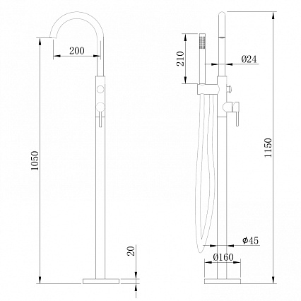 Напольный смеситель Abber Wasser Kreis AF8115 хром