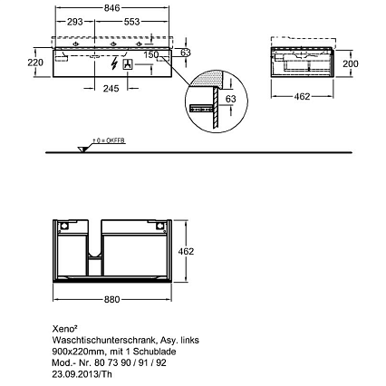 Тумба с раковиной Geberit Xeno² 88 см