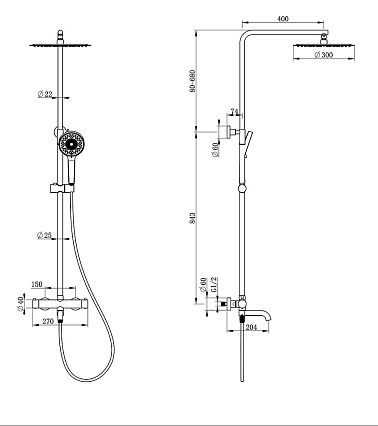 Душевая стойка Wonzon&Woghand Stick WW-88739903 термостат