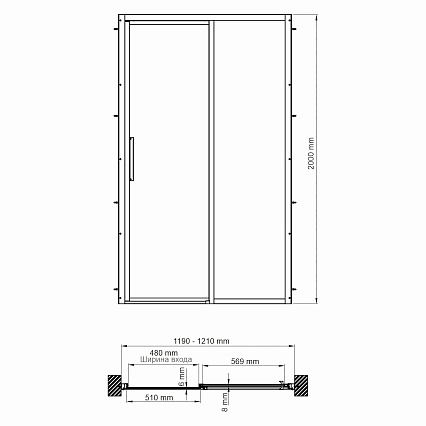 Душевая дверь WasserKRAFT Lopau 32S05R 120x200 правая, серебристый профиль