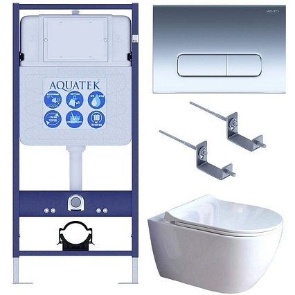 Подвесной унитаз SET Aquatek Поларис-01-016 4в1, кнопка хром