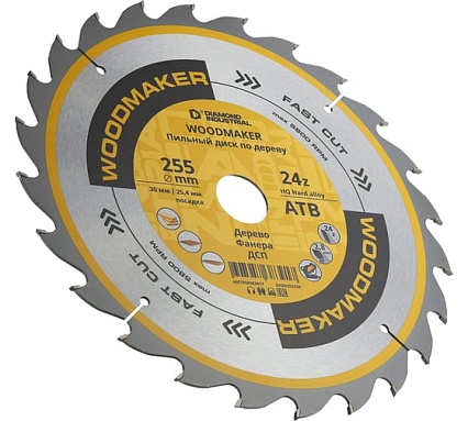 Диск пильный по дереву 255х30/25.4 мм Z=24 АТВ WoodMaker Diamond Industrial DIDD255Z24