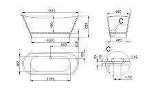 Ванна из искусственного камня Holbi Afina Nano Concrete 161x66 см бетон 2.01.004.44.4