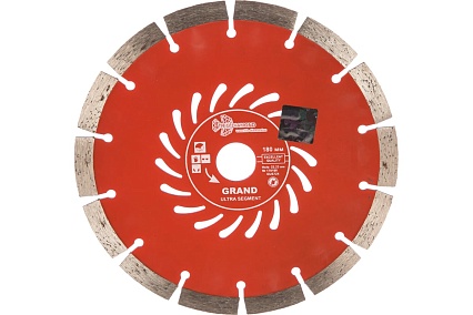 Диск алмазный отрезной Сегментный Grand hot press (180х22.23 мм) TRIO-DIAMOND GUS724
