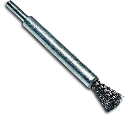 Щетка концевая гофрированная Lessmann Д12x120, STA 0,30мм, хв-к 6мм удлиненная 458161